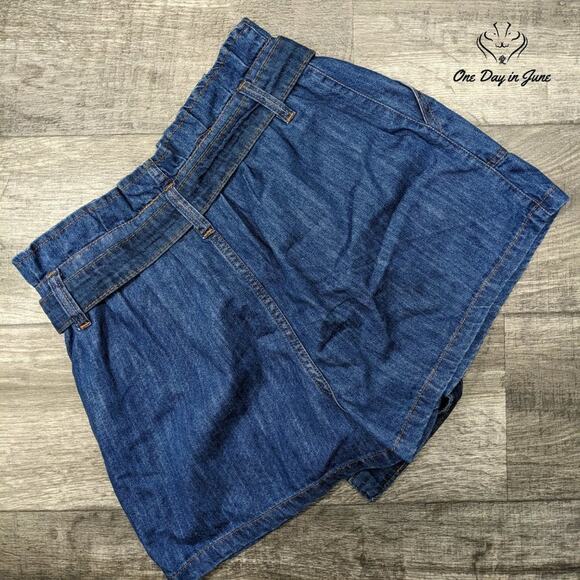 Prettylittlethings Tie Waist Frill Edge Denim Shorts Size 14 - Picture 5 of 5